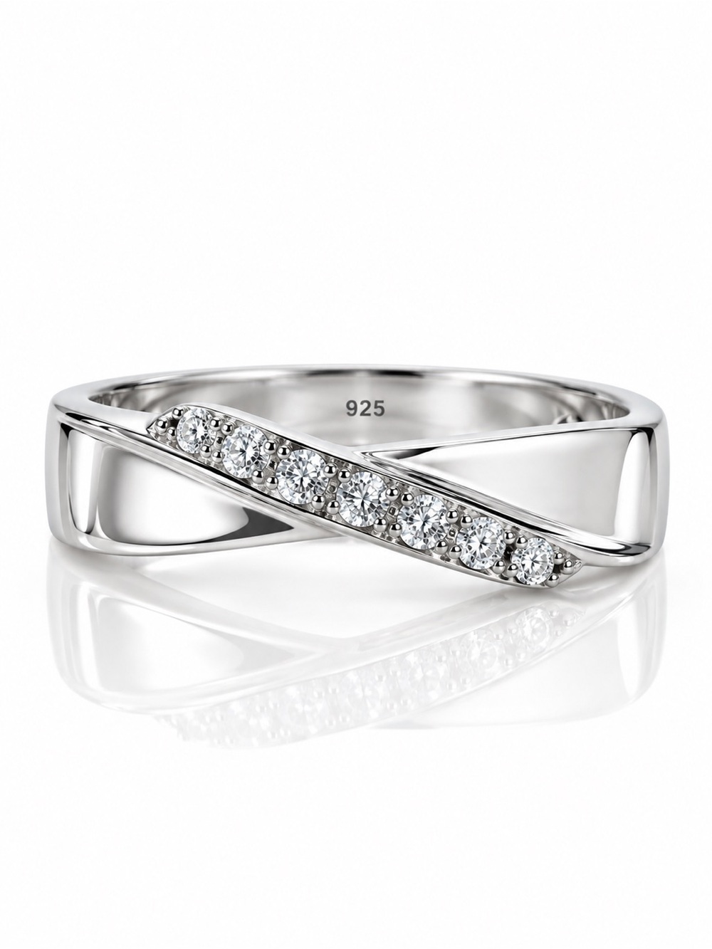 💎 Diamond Ribbon Ring in Sterling Silver💎